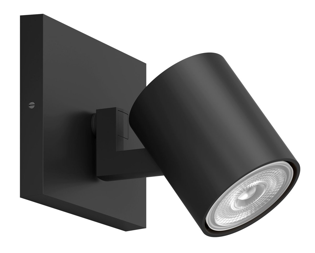 Runner Negro foco de techo De Philips - La carcasa de aluminio negro complementa perfectamente la fuente de luz.