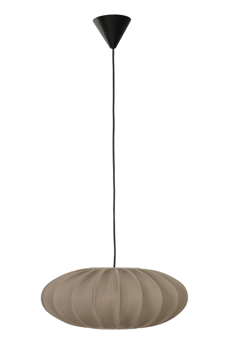 Mamsell Ø45 Gris Lámpas de techo De Aneta Lighting - La lámpara de techo Mamsell está recubierta de un tejido elástico finamente plisado que proporciona una luz agradable y ligeramente tenue.