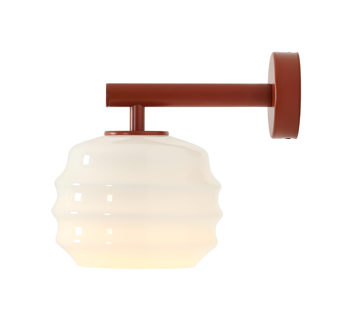 Puff 23cm Terracota lámpara de pared De Artera - La pantalla decorativa de cristal opalino blanco tiene una forma curva que le confiere un aspecto divertido y sofisticado.