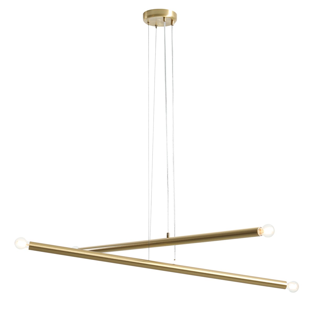 Tubo 4 100cm Latón Lámpas de techo De Artera - La lámpara consta de dos tubos metálicos delgados con un elegante acabado en latón, colocados en diferentes ángulos para crear un aspecto dinámico y ligero.