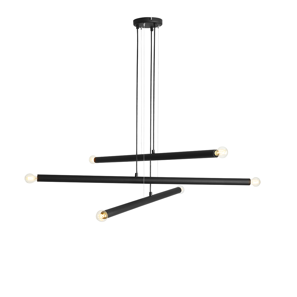 Tubo 6 100cm Negro Lámpas de techo De Artera - Cada tubo mide 100 cm de largo, 3,2 cm de diámetro y cuenta con una fuente de luz en ambos extremos.