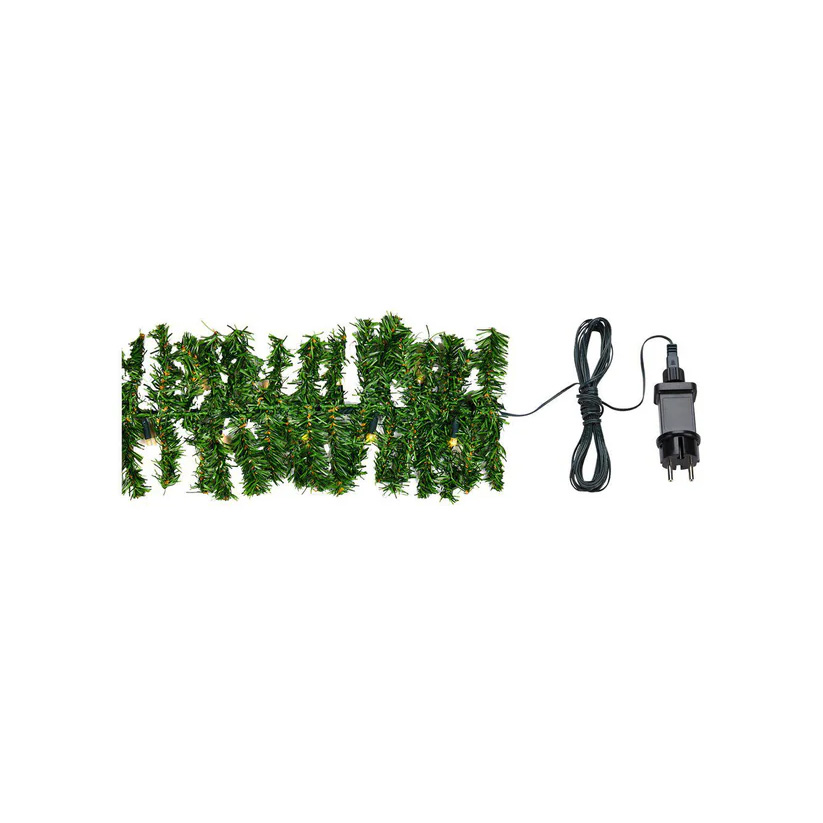 Garland 500cm Verde De Markslöjd - Esta elegante cadena de luces con guirnalda hecha de material similar al abeto cuenta con 80 luces LED de bajo consumo (7 cm de espacio entre cada luz) y es perfecta para crear una atm&oacute;sfera acogedora y atmosf&eacute;rica.