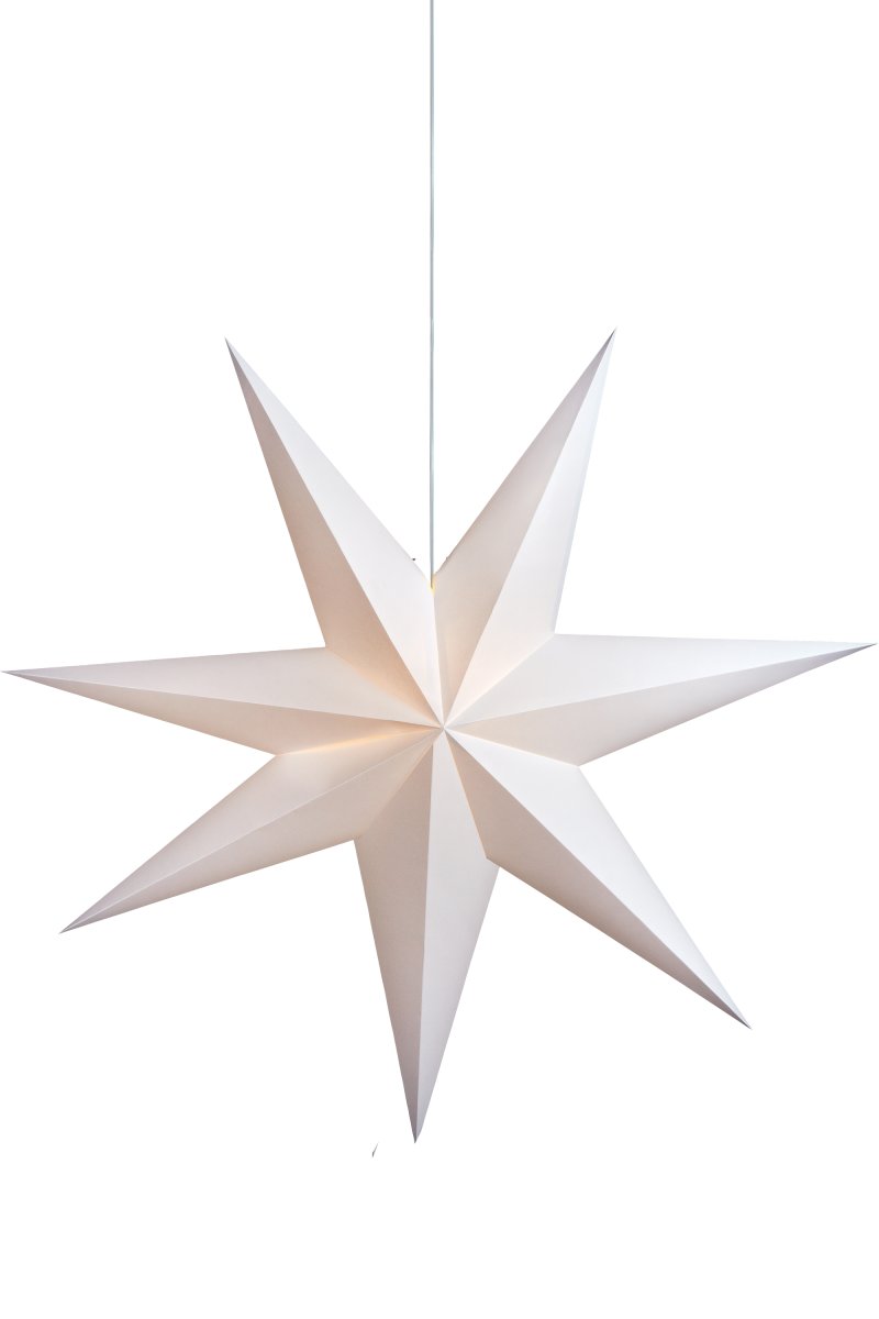 Duva Ø100 Blanco De Markslöjd - Estrella de Adviento de papel blanco liso con un diámetro de 100 cm.