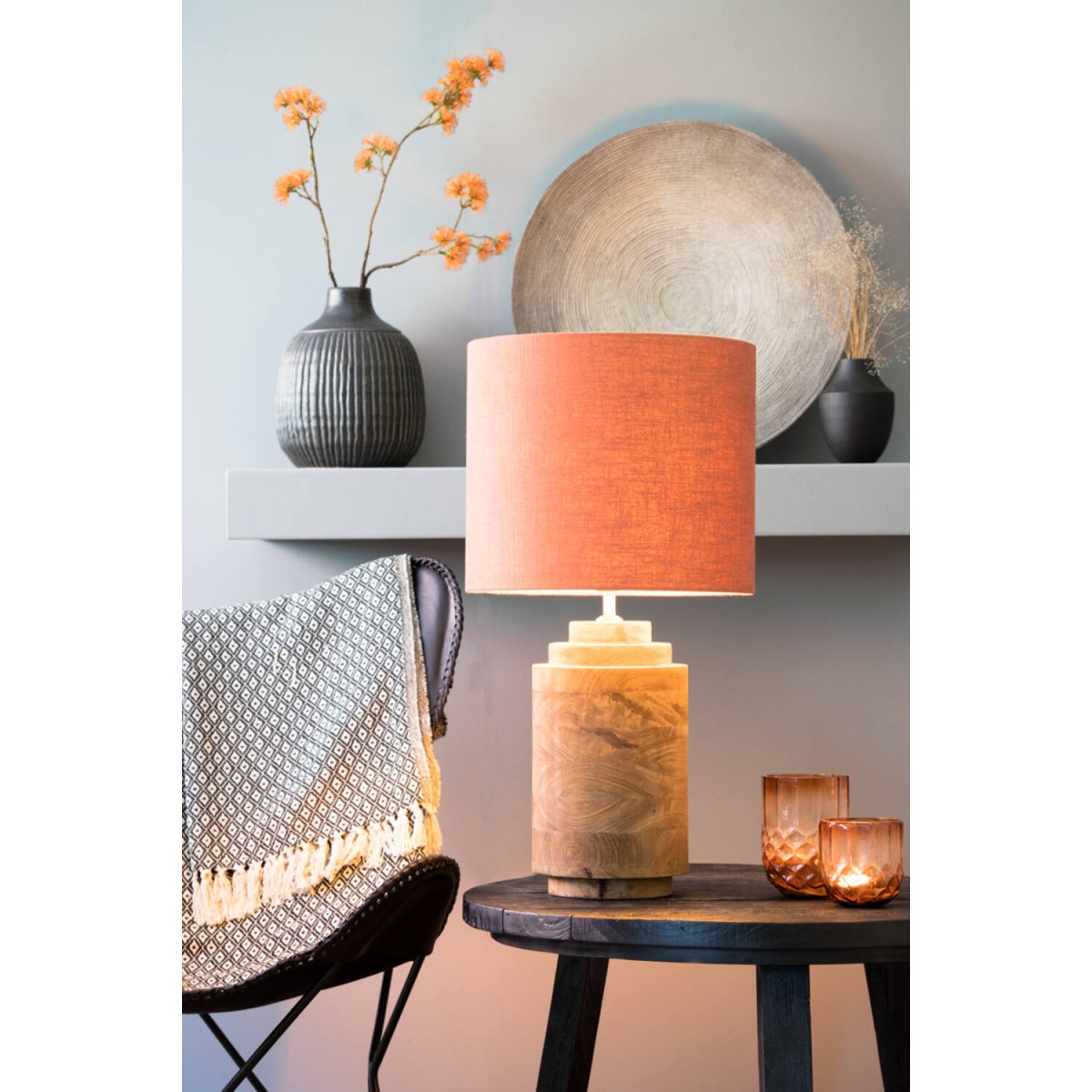 Racco 43cm Madera base de lámpara De Light & Living - Esta base, hecha de hermosa madera oscura con acabado natural, aporta un ambiente cálido y natural a tu hogar.