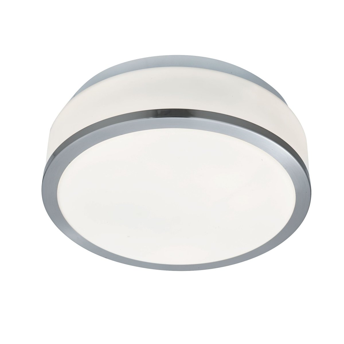 Cheese Ø23 Plata lámpara de baño De Searchlight - La pantalla blanca mate proporciona una luz suave y agradable y crea un ambiente relajado y acogedor.