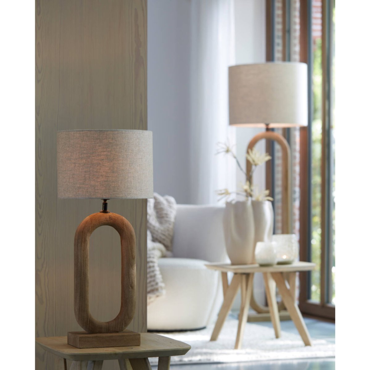 Paceco 44cm Madera base de lámpara De Light & Living - 
