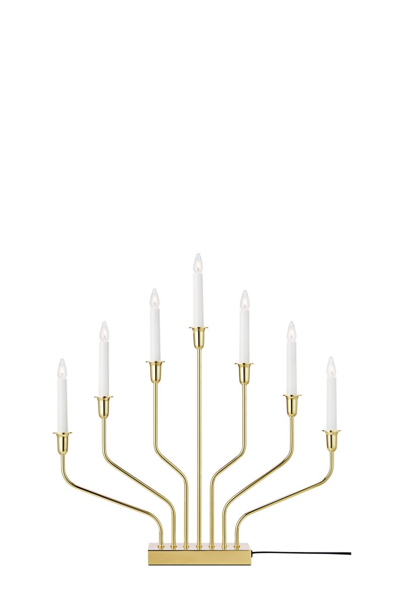 Imagen ampliada de Brosa XL Latón De Markslöjd - Majestuoso candelabro de metal de siete brazos con acabado en lat&oacute;n.