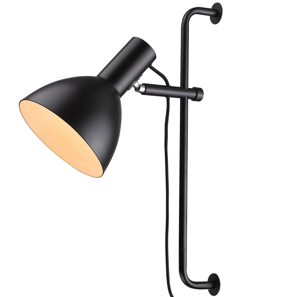 Baltimore 50cm Negro lámpara de pared De Halo Design - El interruptor de encendido está ubicado en la pantalla de la lámpara para facilitar su manejo.