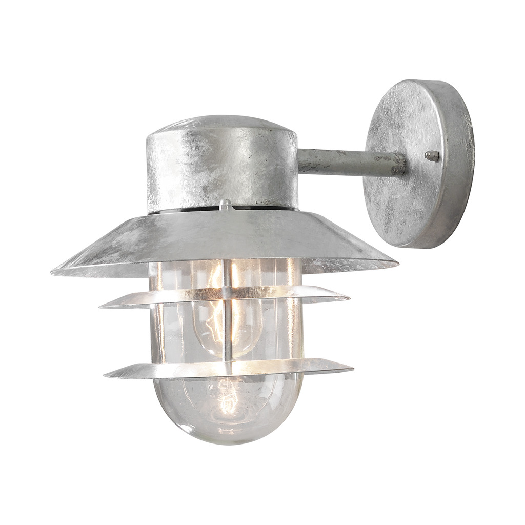 Modena acero galvanizado lámpara de exterior De Konstsmide - Con su techo protector y su elegante dise&ntilde;o, proporciona una luz agradable y dirigida, ideal para crear un ambiente seguro y acogedor al aire libre.