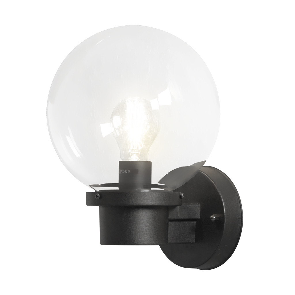 Nemi Negro lámpara de exterior De Konstsmide - Esta elegante lámpara de fachada con una pantalla de vidrio atemporal proporciona una luz clara y acogedora que realza su pared exterior.