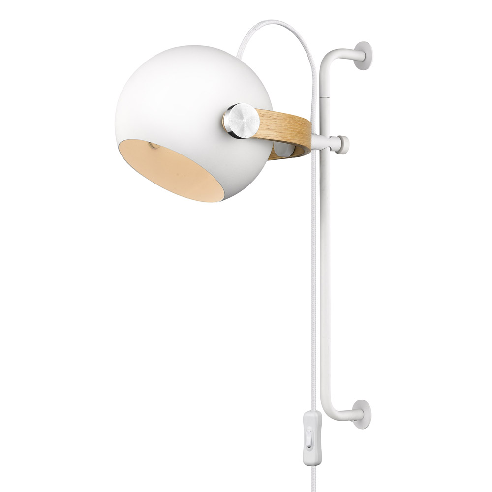 D.C Ø18 Blanco lámpara de pared De Halo Design - El marco de roble enchapado tambi&eacute;n cumple una funci&oacute;n importante en t&eacute;rminos de la rotaci&oacute;n y el &aacute;ngulo de la pantalla para difundir la luz donde la desee.