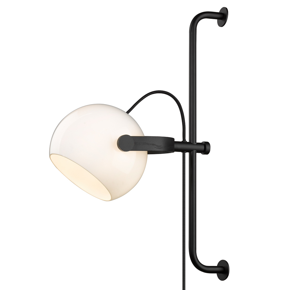 D.C Ø18 Negro lámpara de pared De Halo Design - Se suministra con cable textil de 1,5 m de longitud, interruptor de alimentaci&oacute;n y enchufe.