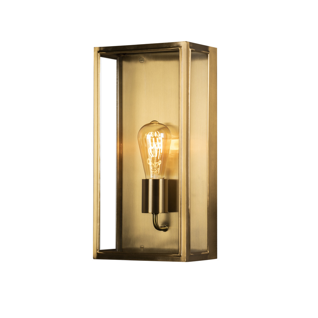 Carpi Latón lámpara de exterior De Konstsmide - Con su carcasa metálica de latón rectangular y abierta, crea un elegante juego de luz que le da a su entorno exterior un aspecto único.