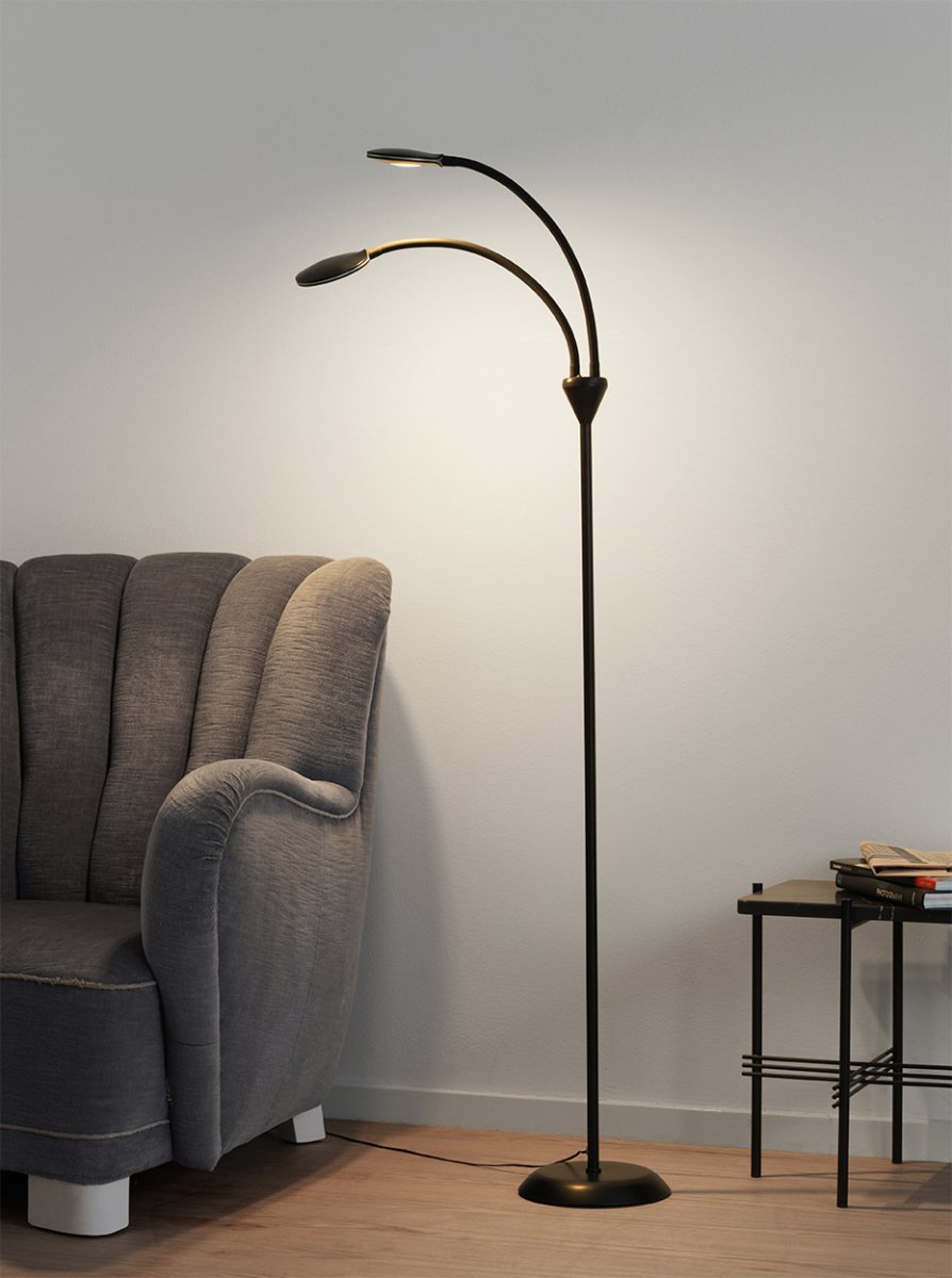 Fix 2 Negro lámpara de pie De Halo Design - Se suministra con un cable de plástico de 2 m de longitud y enchufe.