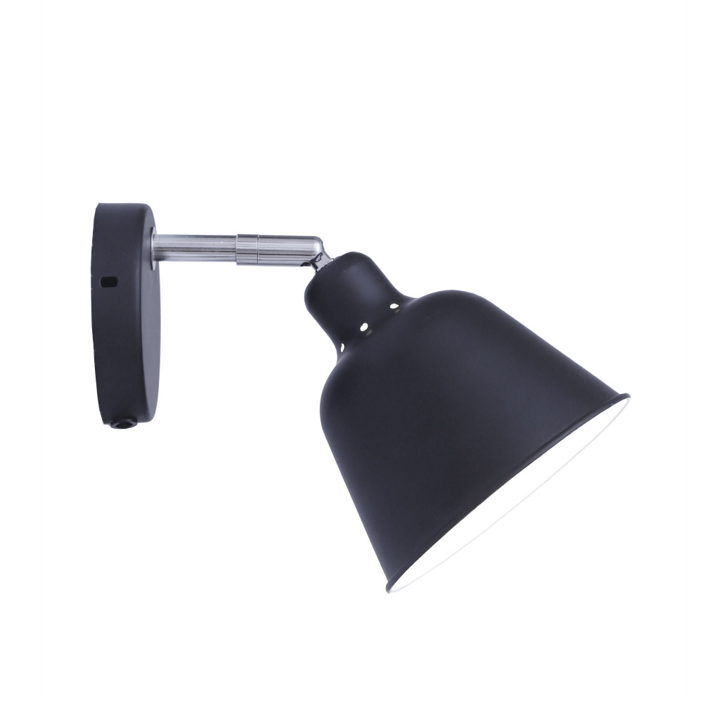 Carpenter Negro lámpara de lectura De Halo Design - Se suministra con cable textil negro de 2 m de longitud, interruptor de alimentaci&oacute;n y enchufe.