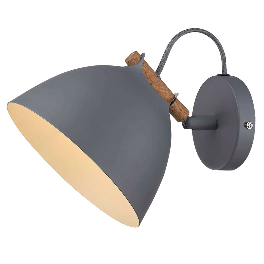 Århus Ø18 Gris lámpara de pared De Halo Design - La pantalla ajustable le brinda una flexibilidad &oacute;ptima para dirigir la luz hacia donde m&aacute;s la necesita: perfecta como l&aacute;mpara de lectura, luz de noche o en el pasillo.