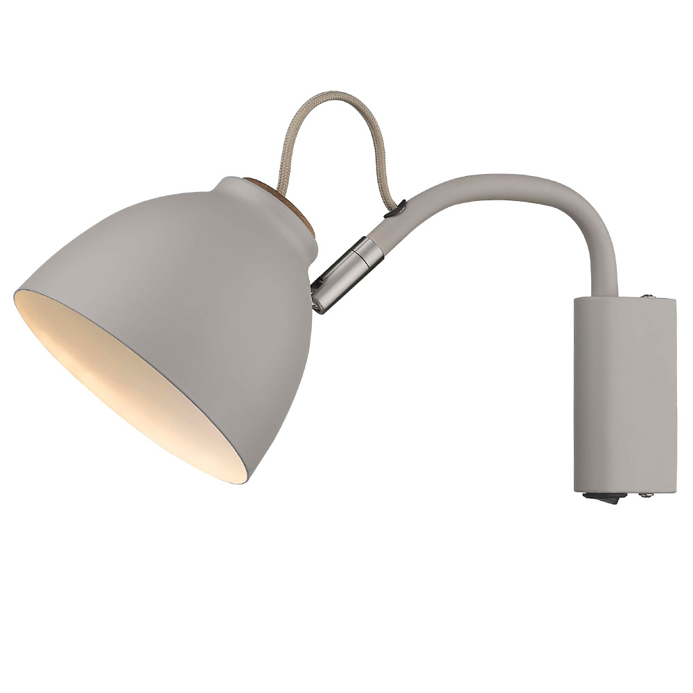Nivå Ø14 Gris lámpara de pared De Halo Design - La superficie suave y mate y el cable recubierto de tela le dan a la l&aacute;mpara un aspecto moderno y elegante.