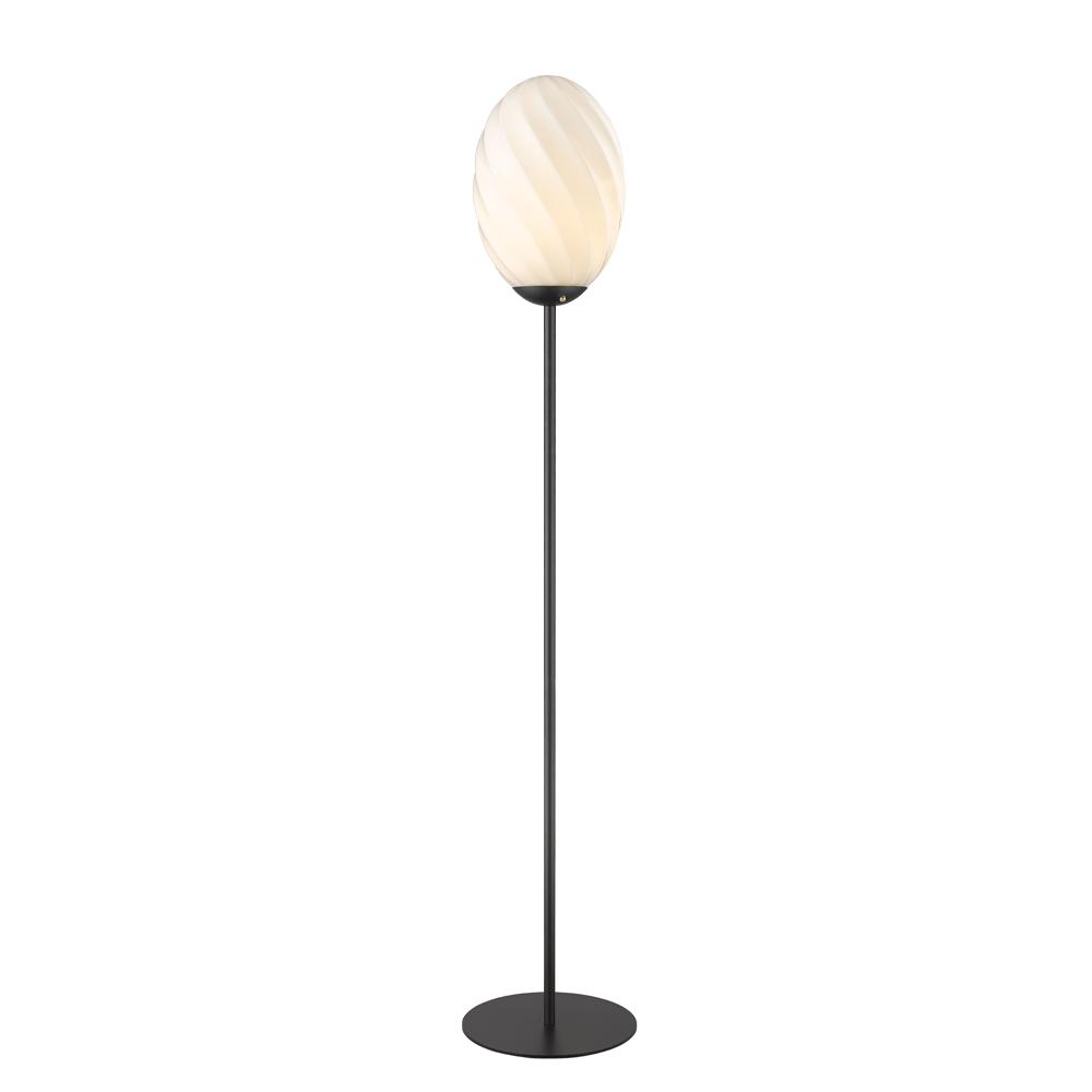 Twist Negro lámpara de pie De Halo Design - La elegante pantalla de cristal retorcido emite una luz suave y agradable que crea una atm&oacute;sfera c&aacute;lida en la habitaci&oacute;n.