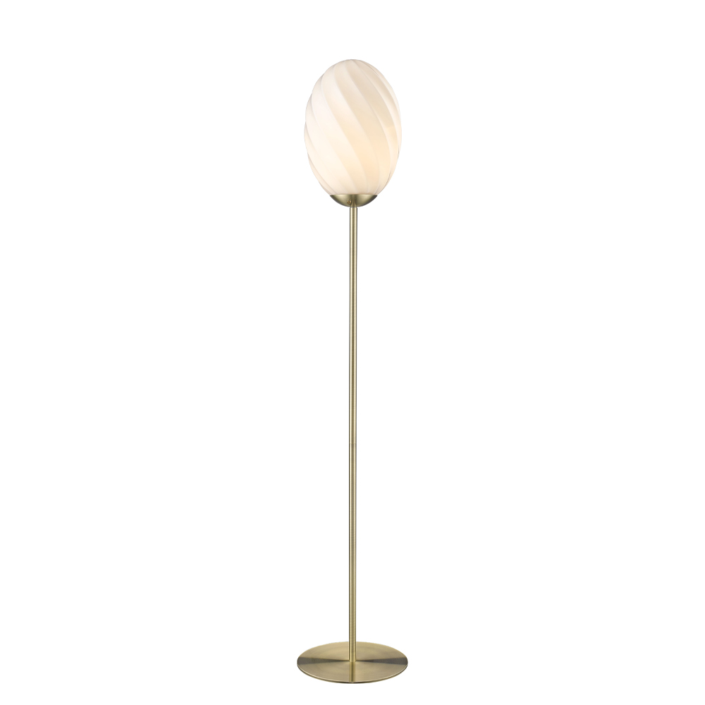 Twist Latón lámpara de pie De Halo Design - La elegante pantalla de cristal retorcido emite una luz suave y agradable que crea una atm&oacute;sfera c&aacute;lida en la habitaci&oacute;n.