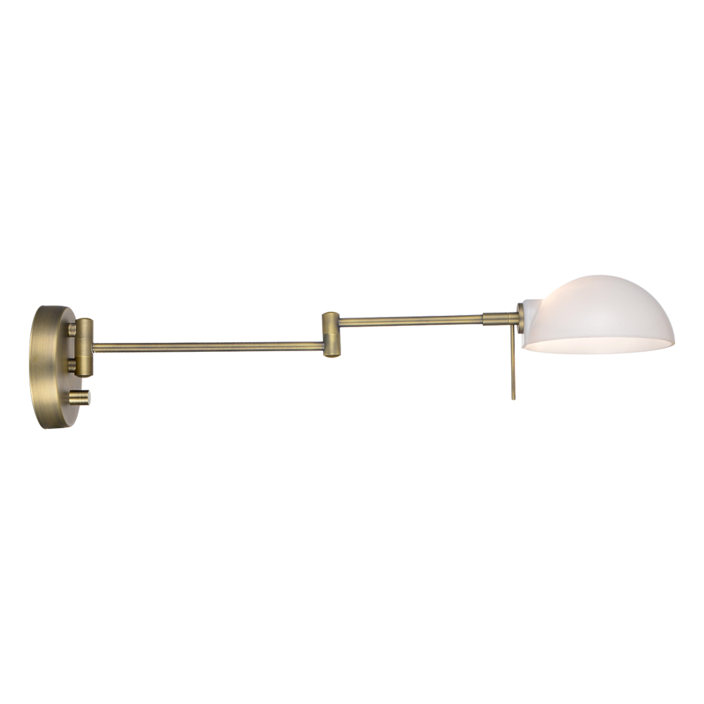 Imagen ampliada de Kjøbenhavn 60cm Latón antiguo lámpara de pared De Halo Design - Kjøbenhavn es una lámpara de pared elegante y funcional con un brazo ajustable que se puede extender de 20 a 60 cm, lo que la hace perfecta para el estudio, el dormitorio o el lugar de trabajo.