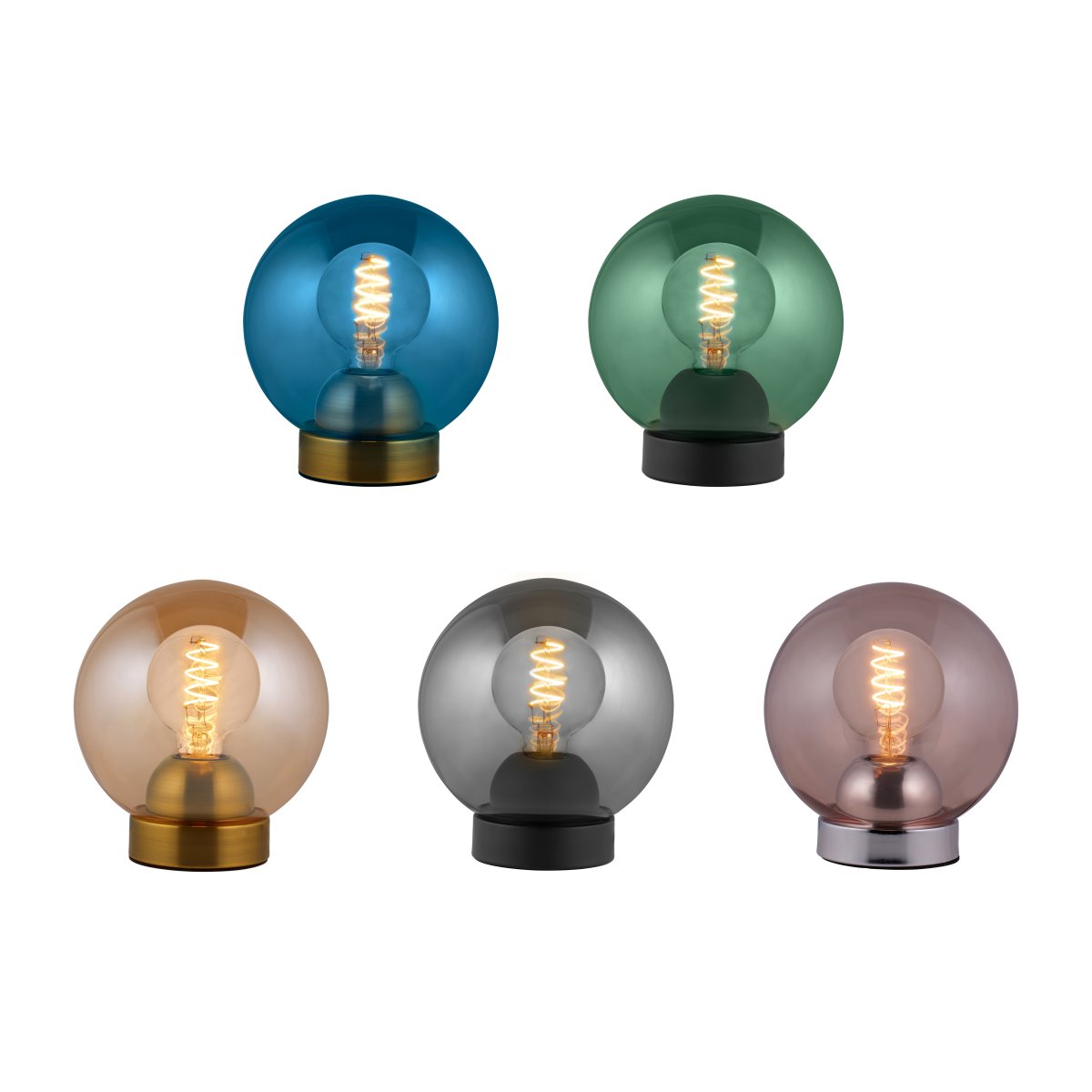 Bubbles 20cm Ámbar lámpara de mesa De Halo Design - El vidrio de color &aacute;mbar combinado con los detalles de lat&oacute;n antiguo a&ntilde;ade elegancia y, cuando se enciende, crea una hermosa distribuci&oacute;n de luz en la habitaci&oacute;n.