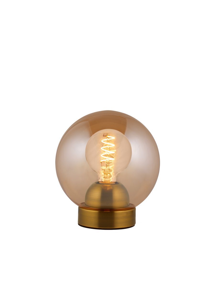Bubbles 20cm Ámbar lámpara de mesa De Halo Design - El vidrio de color &aacute;mbar combinado con los detalles de lat&oacute;n antiguo a&ntilde;ade elegancia y, cuando se enciende, crea una hermosa distribuci&oacute;n de luz en la habitaci&oacute;n.