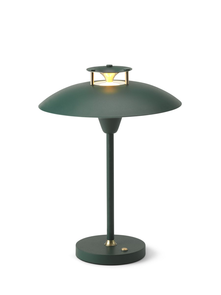 Stepp One-Two -Three 30cm Verde oscuro portátil De Halo Design - La lámpara tiene un regulador de intensidad de 3 niveles incorporado y proporciona una agradable luz blanca cálida.