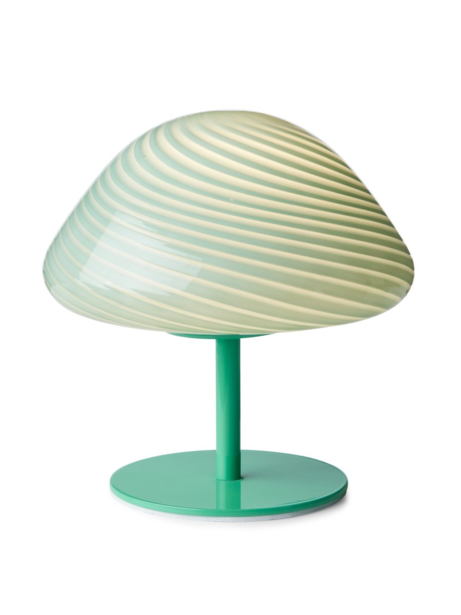Mini Mush 17cm Turquesa lámpara de mesa De Halo Design - La exclusiva pantalla en forma de onda proporciona una distribución de luz suave y agradable y es perfecta para crear un ambiente acogedor en cualquier habitación.