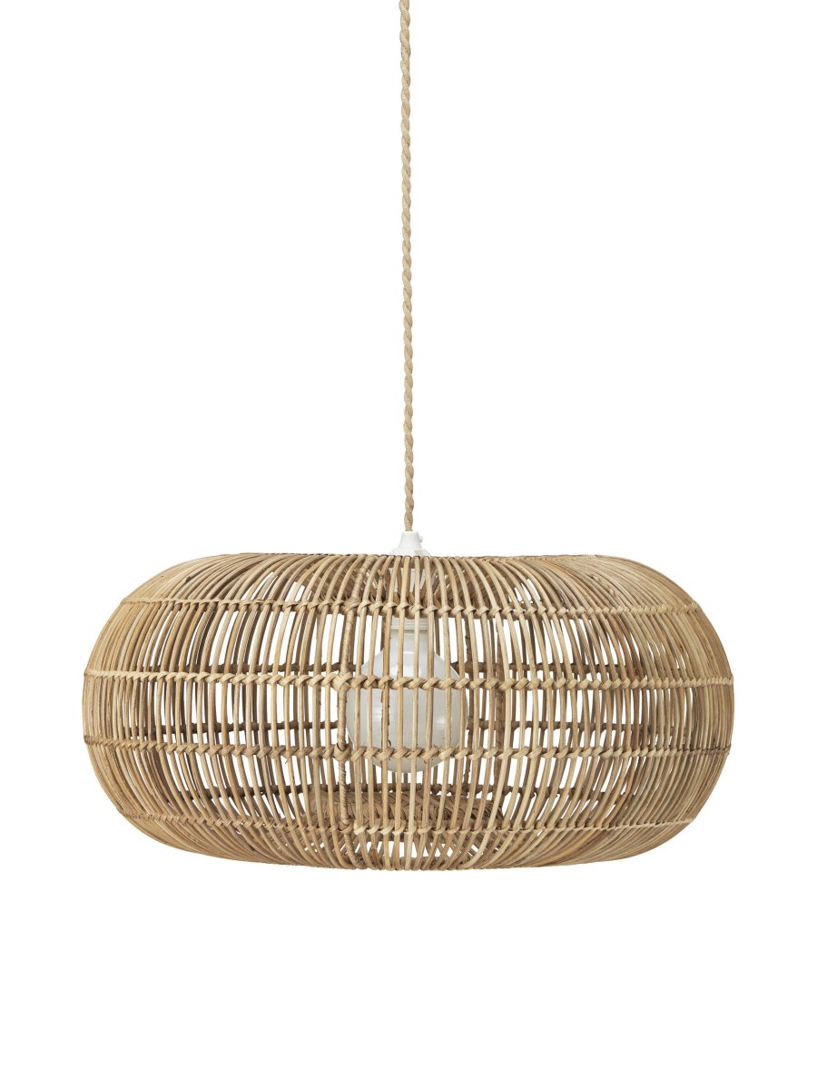 Zuri Ø50 Naturaleza Lámpas de techo De PR Home - Se incluye un cable textil trenzado de color yute con toma de techo de color blanco para uso en interiores.