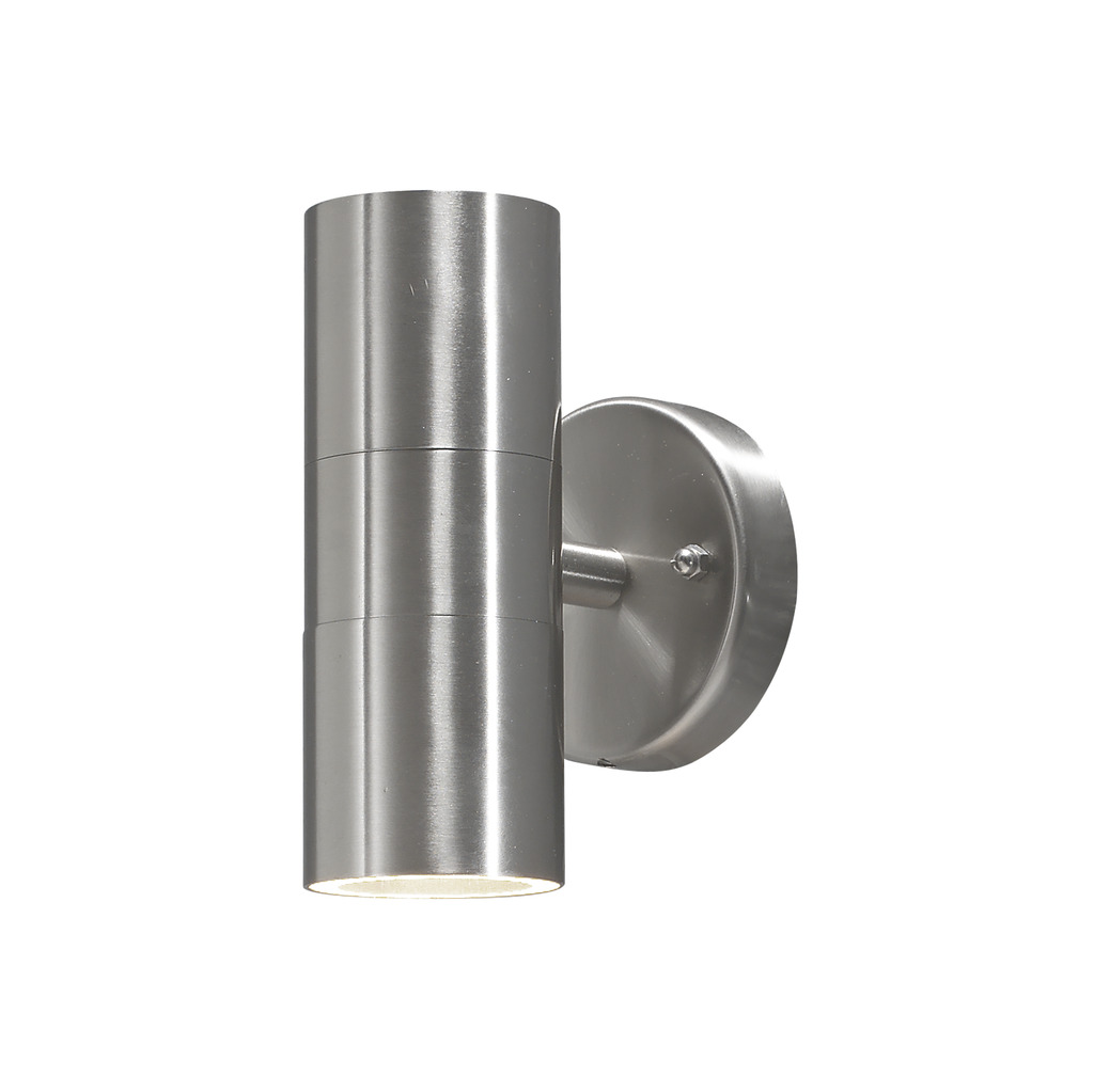 Modena Plata lámpara de exterior De Konstsmide - Cree una soluci&oacute;n de iluminaci&oacute;n elegante y moderna en su fachada con este aplique de pared de acero inoxidable que ilumina tanto hacia arriba como hacia abajo.