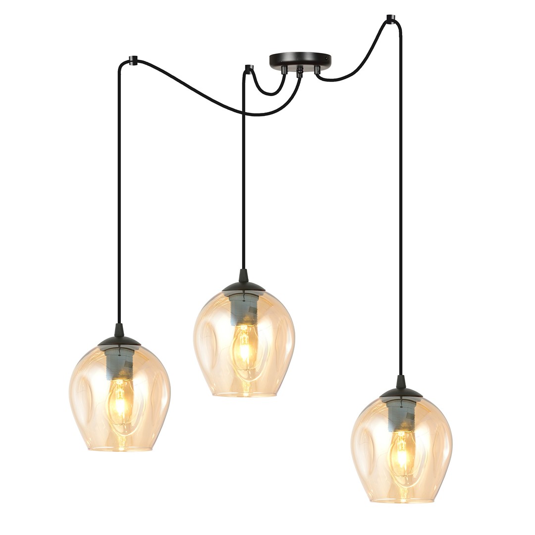 Level 28cm Ámbar Lámpas de techo De Emibig Lighting - Las pantallas de cristal confieren a la l&aacute;mpara ligereza y elegancia, y su dise&ntilde;o generoso es original en su sencillez.