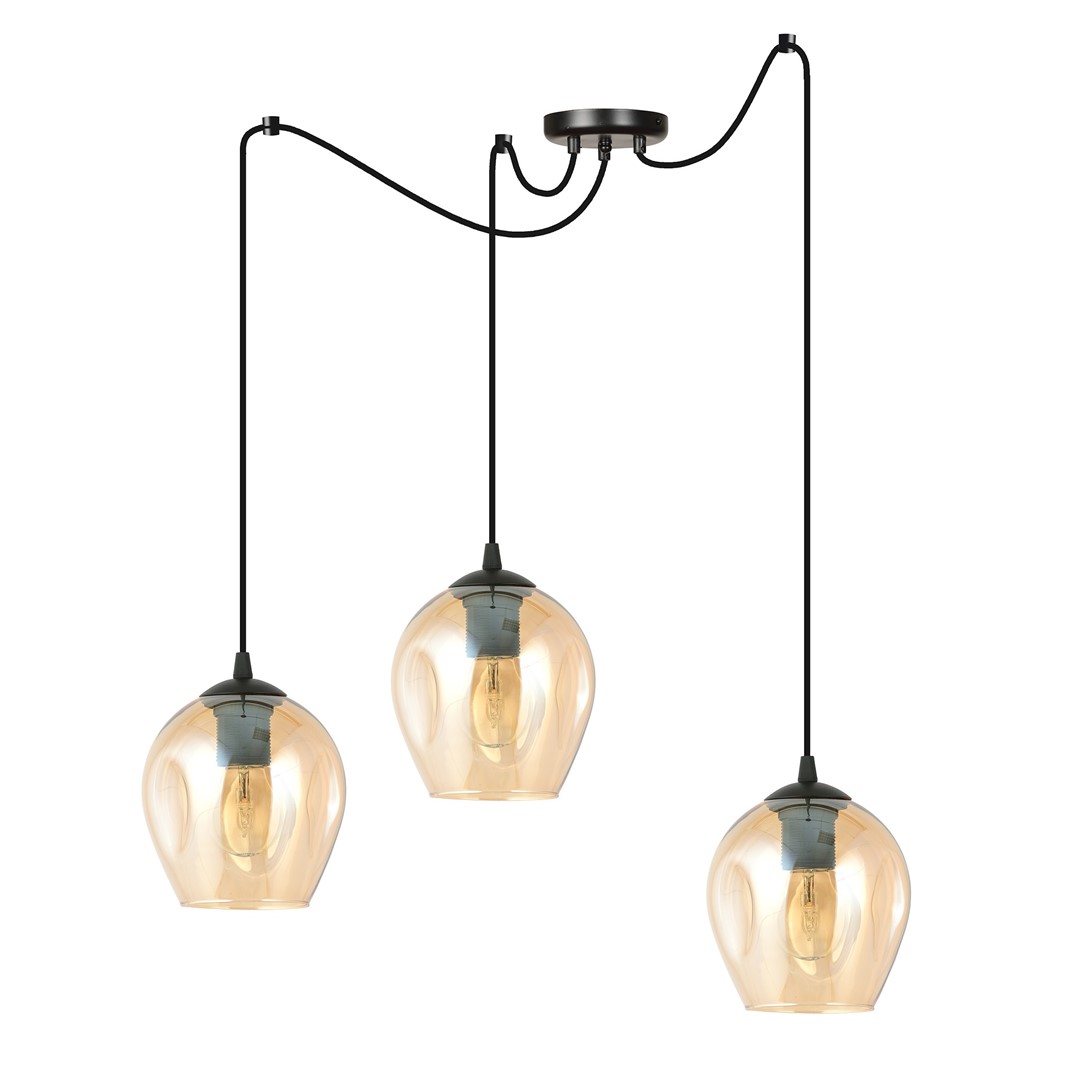 Level 28cm Ámbar Lámpas de techo De Emibig Lighting - Las pantallas de cristal confieren a la l&aacute;mpara ligereza y elegancia, y su dise&ntilde;o generoso es original en su sencillez.