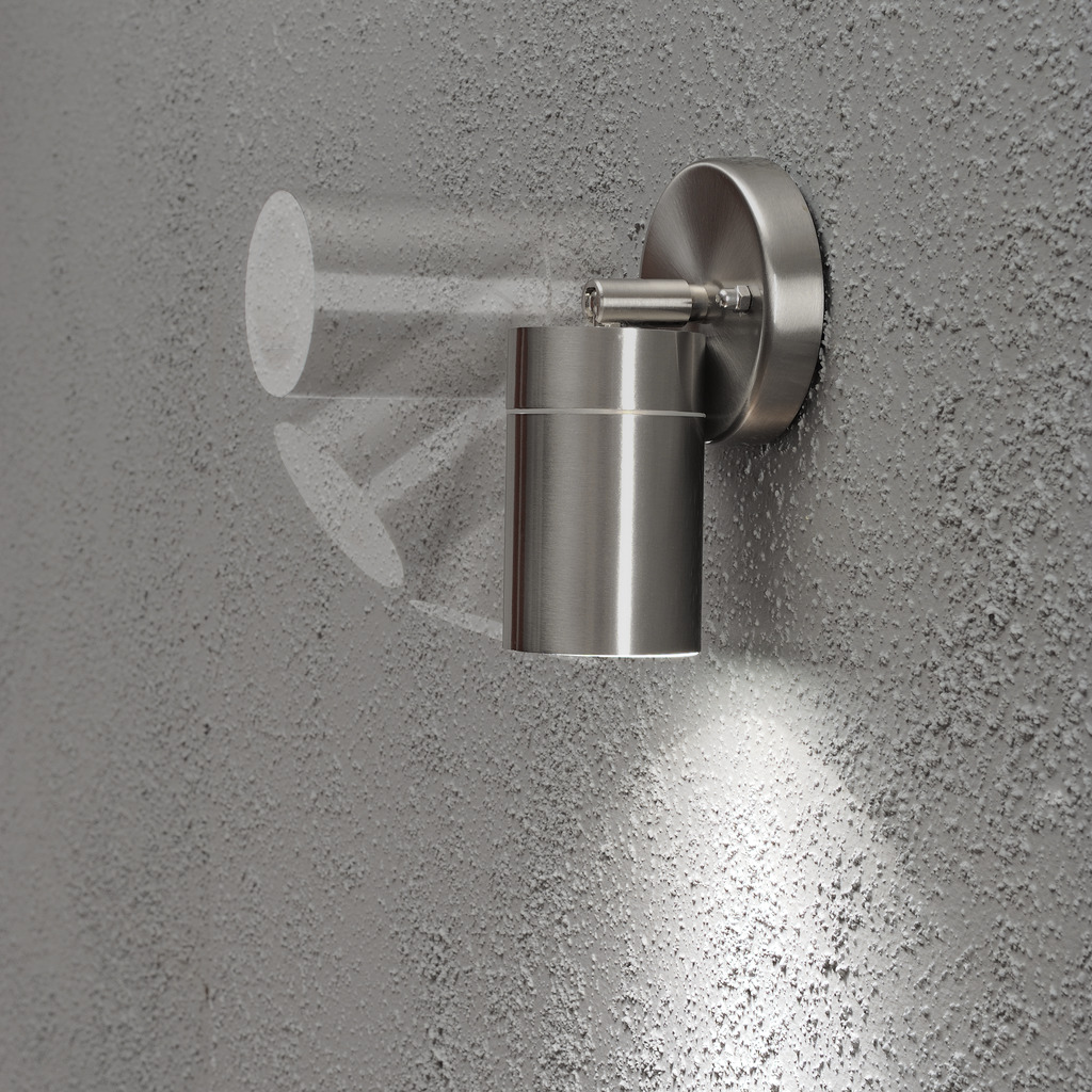 Modena Plata lámpara de exterior De Konstsmide - Con su dise&ntilde;o redondo y su luz directa, es ideal para crear una atm&oacute;sfera sofisticada en zonas de entrada y zonas de paso.