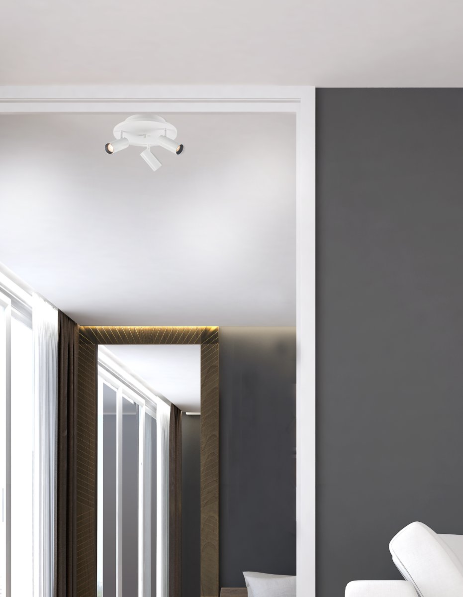 Concord 3 Blanco foco de techo De Aneta Lighting - Concord es un elegante y pr&aacute;ctico foco de techo antideslumbrante fabricado en metal lacado mate que se adapta perfectamente a la mayor&iacute;a de los hogares.