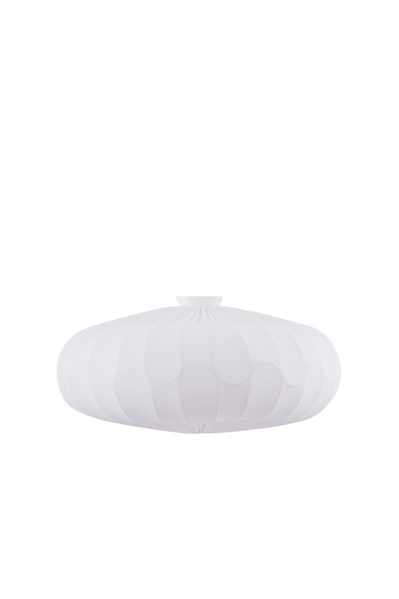 Bladverk Ø50 Blanco plafón De Globen Lighting - Fabricada en tela de algod&oacute;n el&aacute;stico, Bladverk emite una luz c&aacute;lida y acogedora que realza el ambiente de cualquier estancia.