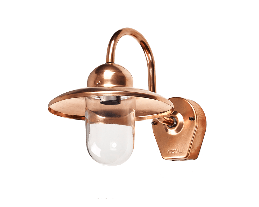 Nisse Cobre crudo lámpara de exterior De Westal - Nisee es una lámpara de pared clásica para exteriores que combina un diseño atemporal con materiales de alta calidad.