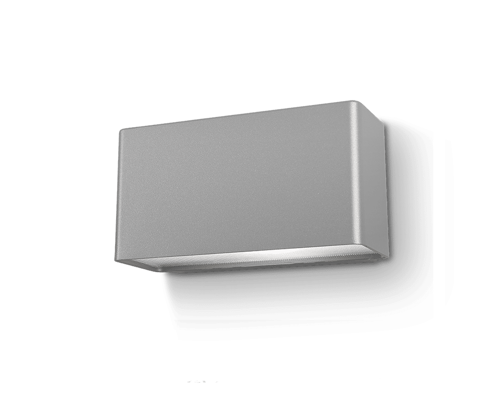 Jubilar II Gris lámpara de exterior De Westal - Aplique de pared con carcasa de aluminio y protección antideslumbrante microprismática.