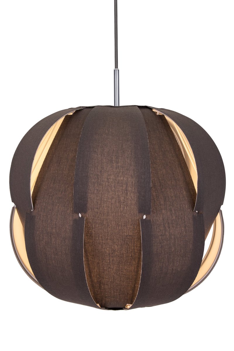 Pavot Ø45 Gris Lámpas de techo De Globen Lighting - La tela de lino se tensa alrededor de un marco de metal y un pasador de metal cromado forma el puente entre la pantalla y el cable textil gris de 120 cm de largo.