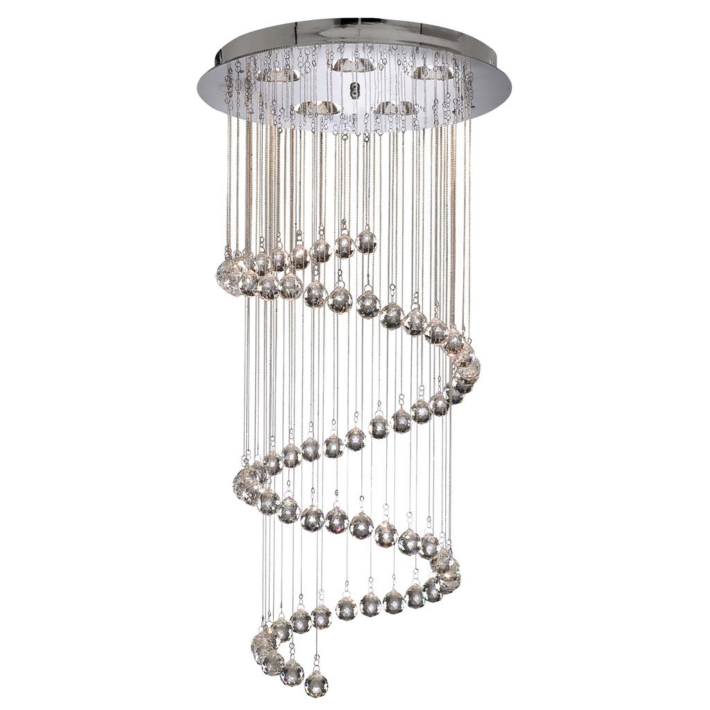 Hallway Ø40 Cromo Lámpas de techo De Searchlight - Los brillantes prismas reflejan la luz con belleza, creando un vibrante y lujoso juego de luces en la habitación, perfecto para quienes buscan un punto de atracción.