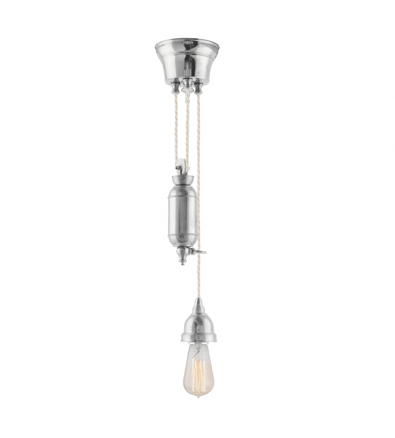 Broman Adjustable Pendant 60 Níquel De Karlskrona lampfabrik - La longitud total del cable de luz es de 290 cm y, dado que sube y baja, la altura total es de 140 cm.
