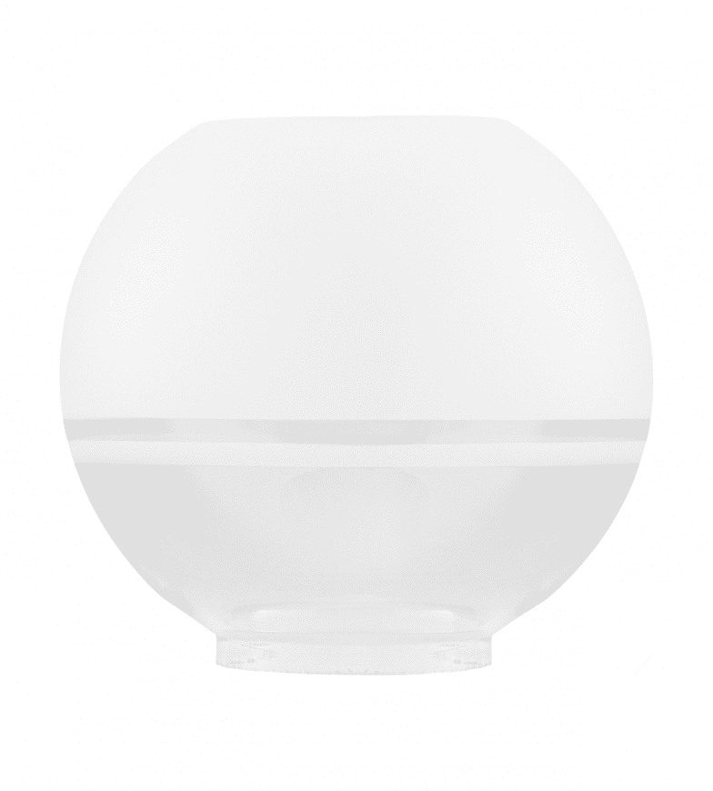 Globe Glass Shade 70 Blanco mate De Karlskrona lampfabrik - Pantalla clásica de queroseno redonda con una parte superior esmerilada para evitar el deslumbramiento y una base de vidrio transparente para dirigir la luz hacia abajo.