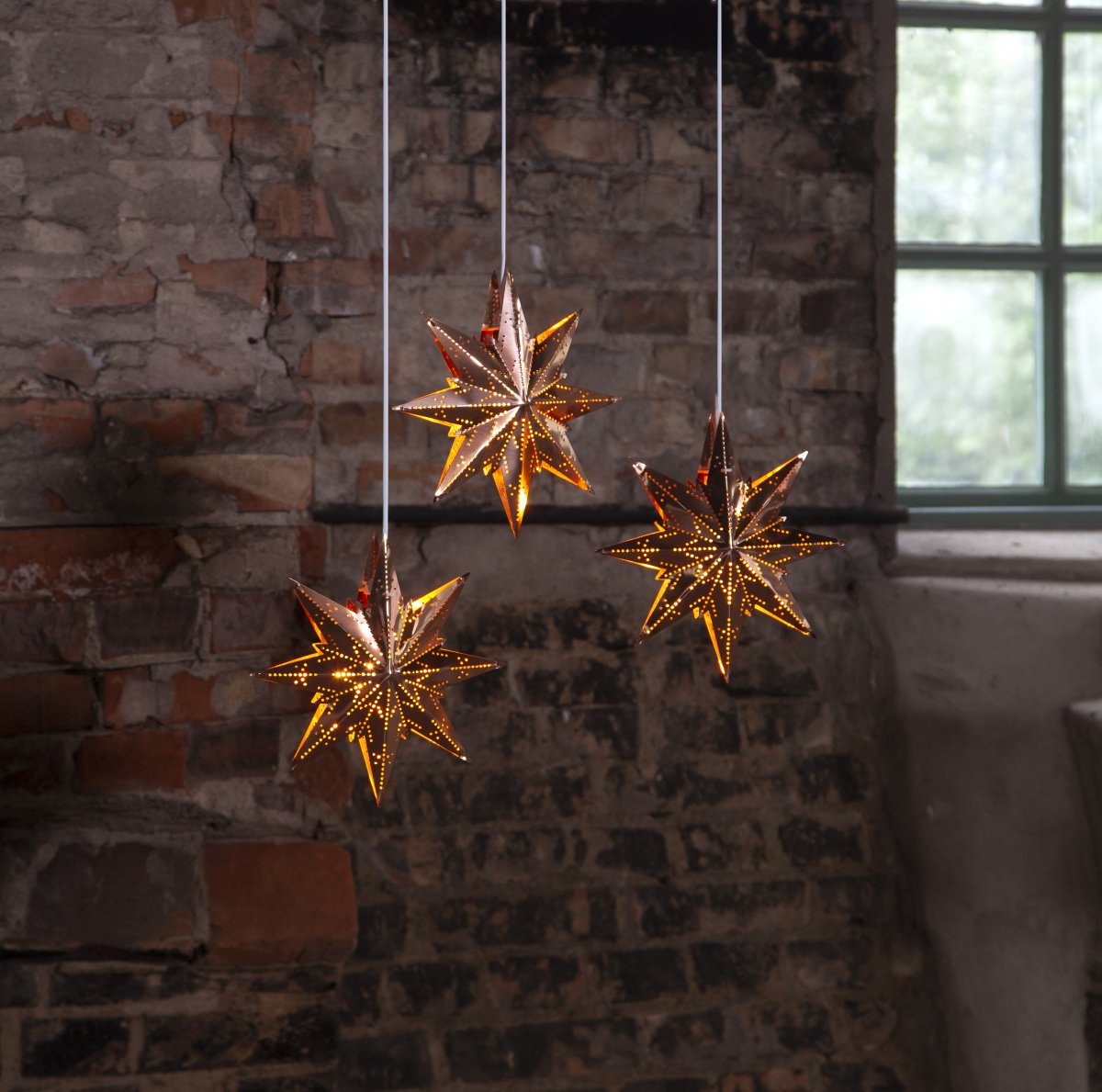 Mini Ø25 Cobre De Star Trading - Preciosa estrella de Adviento que difunde un maravilloso ambiente navide&ntilde;o en la casa.