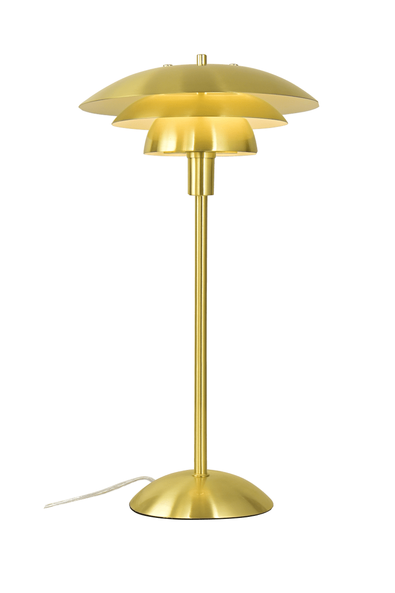 Imagen ampliada de Epsilon 47cm Latón lámpara de mesa De Aneta Lighting - Su pantalla met&aacute;lica de tres piezas en lat&oacute;n mate garantiza una agradable distribuci&oacute;n de la luz y evita los reflejos.