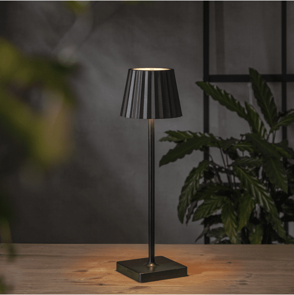 Maia 38cm Negro portátil De Star Trading - Elegante l&aacute;mpara de mesa recargable con tres opciones de temperatura de color (blanco c&aacute;lido, blanco fr&iacute;o y luz diurna).