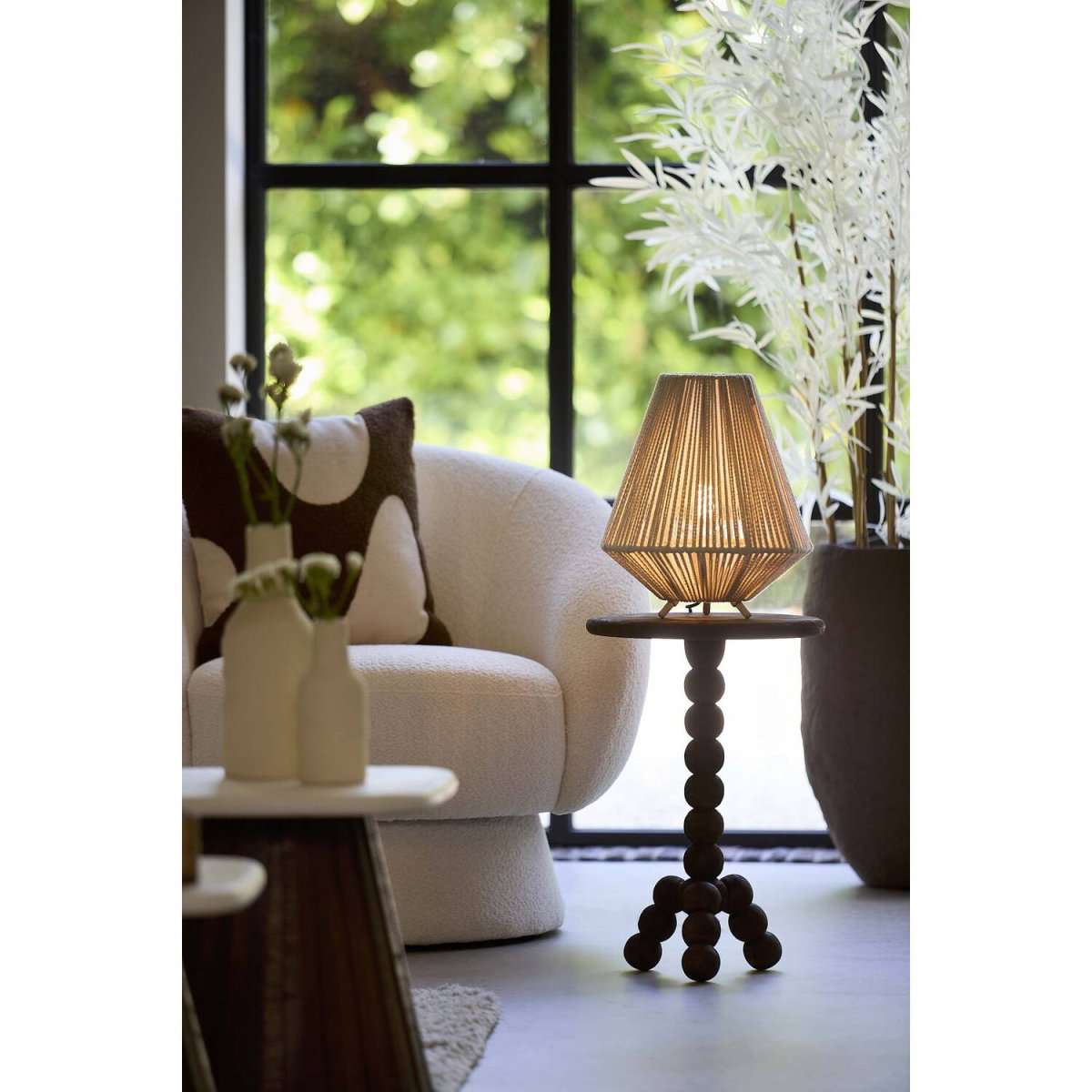 Felida 32cm Blanco cremoso lámpara de mesa De Light & Living - 