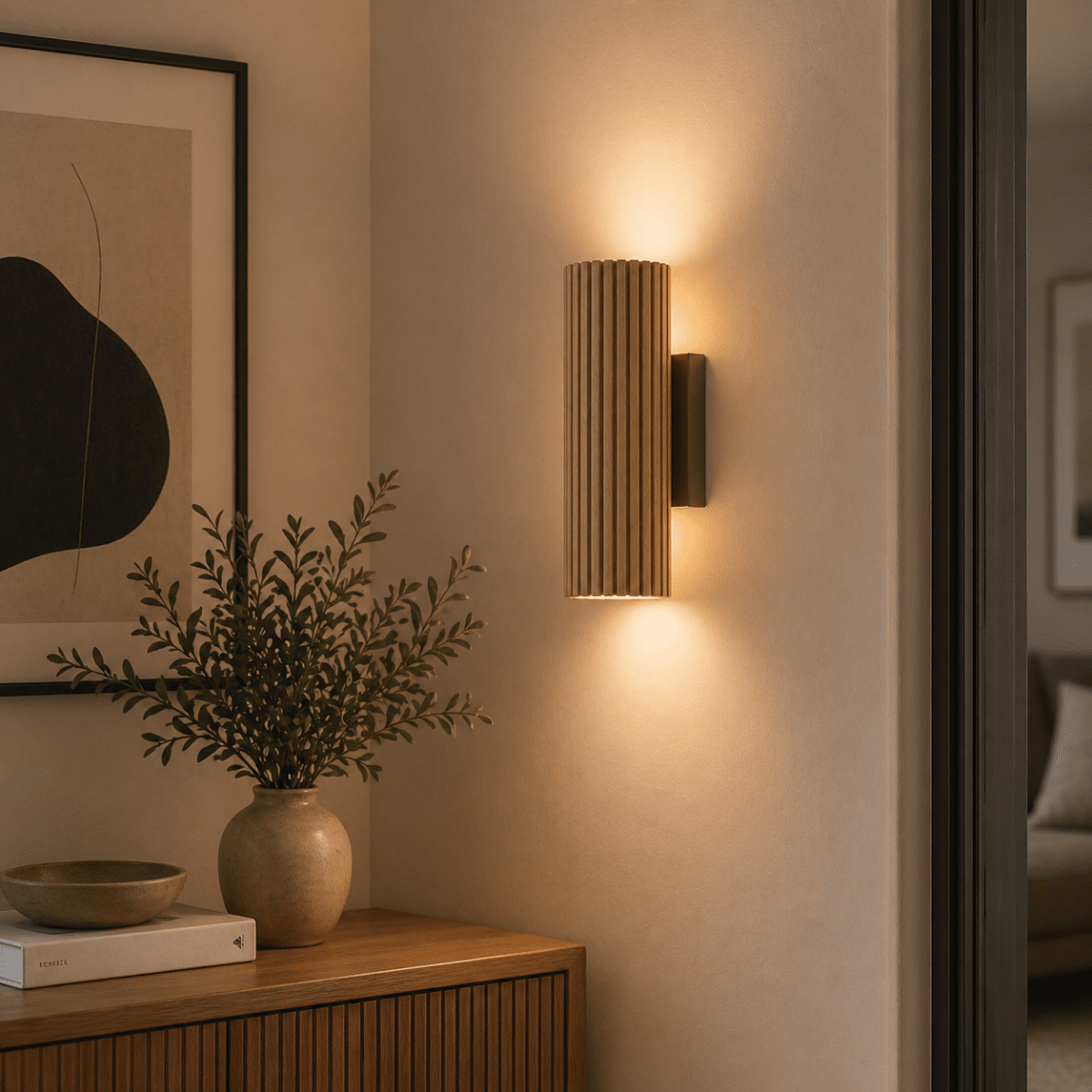 Lakewood 20cm Marrón lámpara de pared De Brilliant - La lámpara de pared Lakewood combina metal marrón con un cable ligero y acanalado, creando un aspecto cálido y natural.