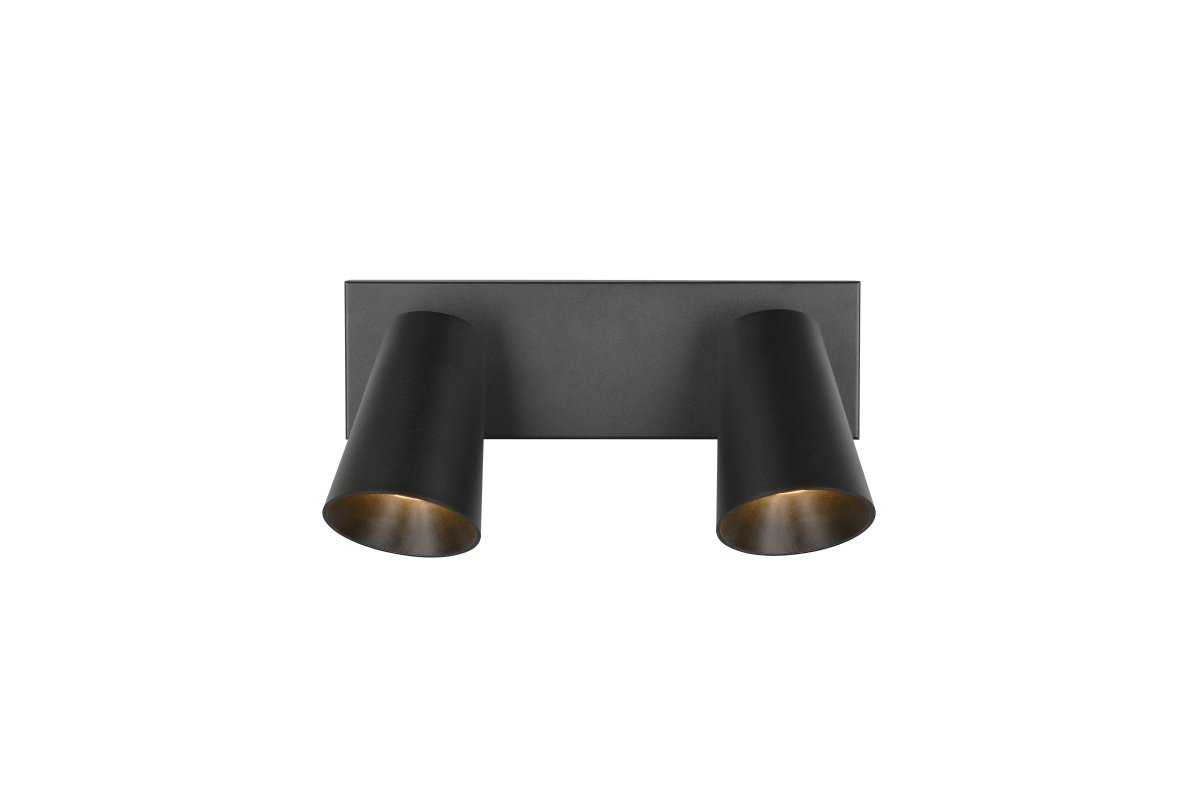 Sharp 2 Negro foco de techo De Trio Lighting - Gracias a sus focos orientables, esta l&aacute;mpara de techo y pared de dos luces es ideal como fuente de luz adicional en la cocina o en habitaciones peque&ntilde;as, creando un ambiente acogedor.