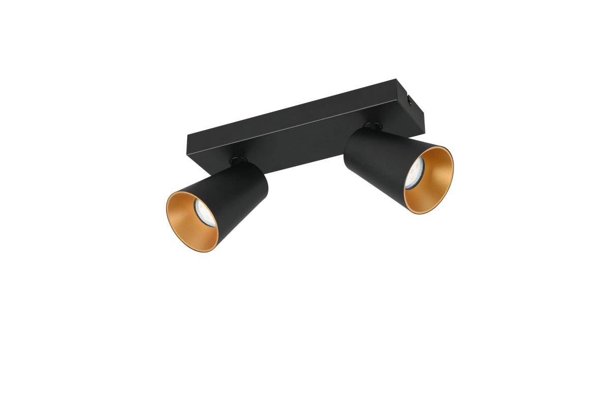 Sharp 2 Negro foco de techo De Trio Lighting - Gracias a sus focos orientables, esta l&aacute;mpara de techo y pared de dos luces es ideal como fuente de luz adicional en la cocina o en habitaciones peque&ntilde;as, creando un ambiente acogedor.