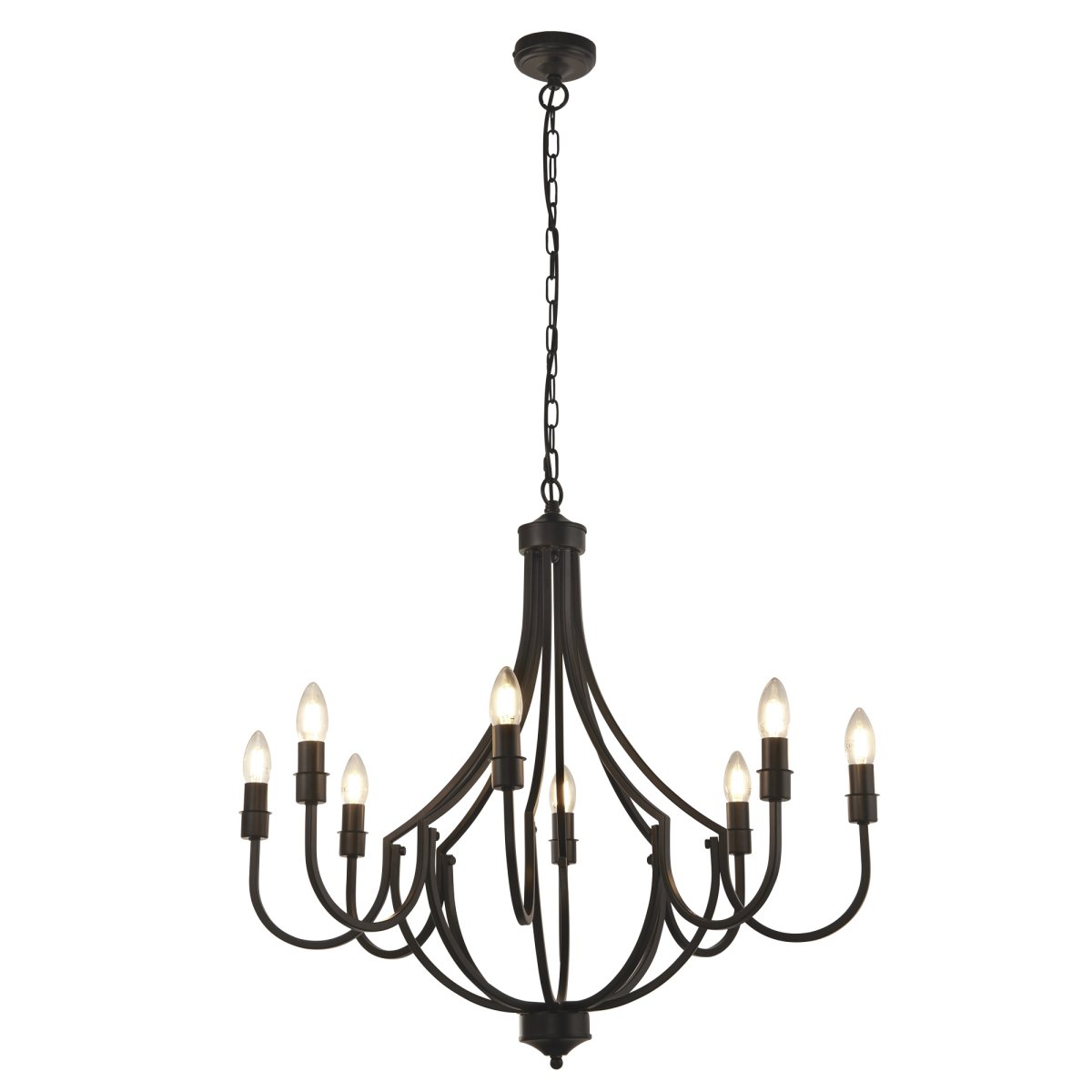 Lodge Ø75 Negro Lámpas de techo De Searchlight - Lodge es una elegante lámpara colgante con una silueta elegante y un diseño abierto que permite que la iluminación que elijas sea el centro de atención.