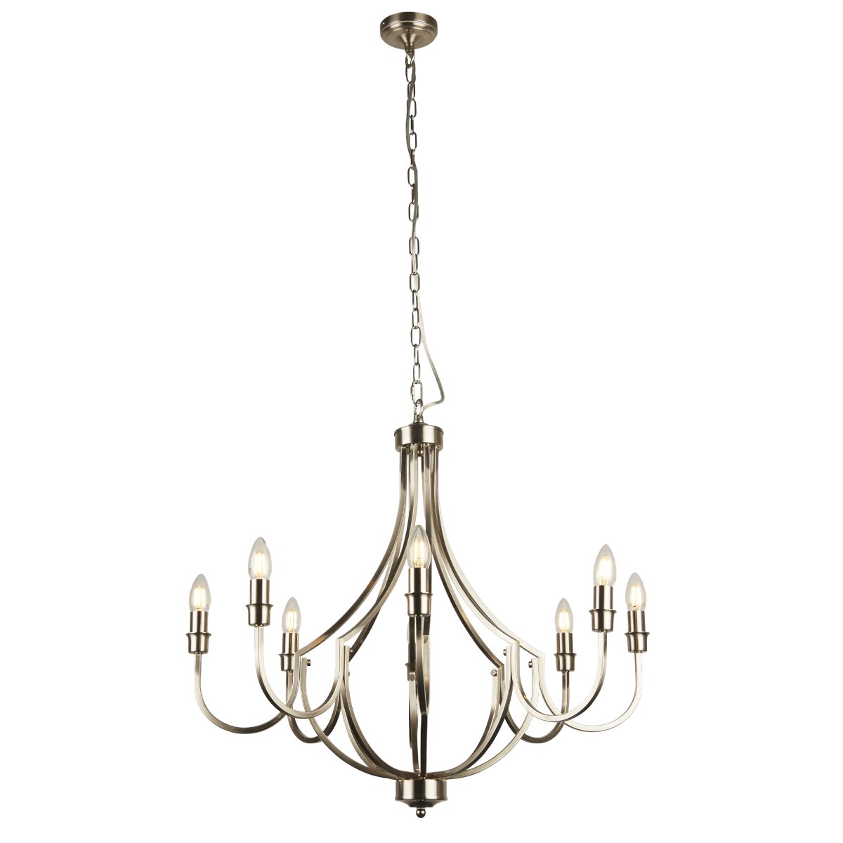 Lodge Ø75 Plata Lámpas de techo De Searchlight - Lodge es una elegante lámpara colgante con una silueta elegante y un diseño abierto que permite que la iluminación que elijas sea el centro de atención.
